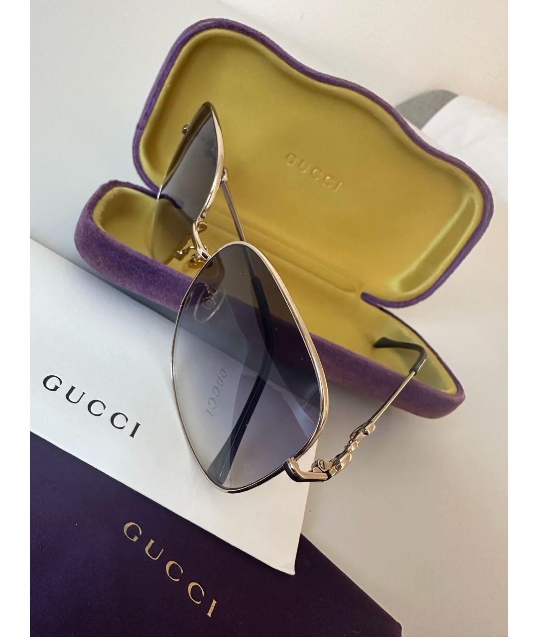 GUCCI Синие металлические солнцезащитные очки, фото 2