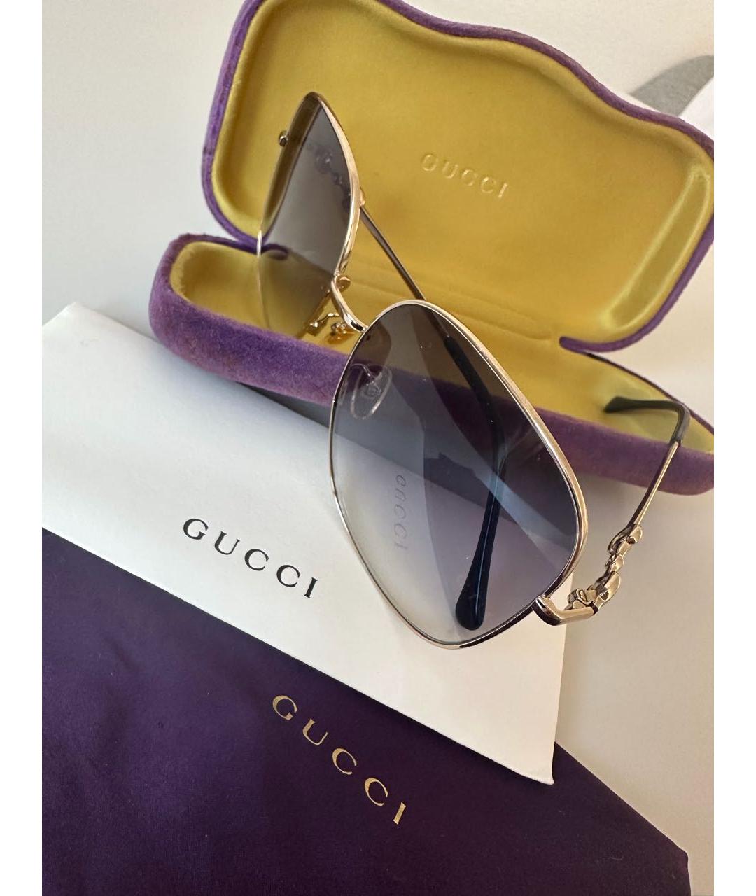 GUCCI Синие металлические солнцезащитные очки, фото 3