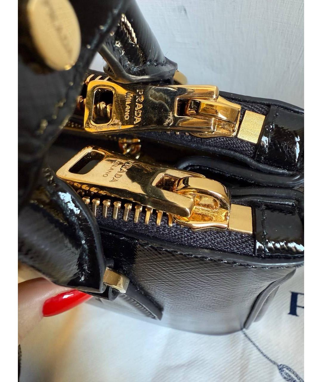 PRADA Черная кожаная сумка с короткими ручками, фото 8