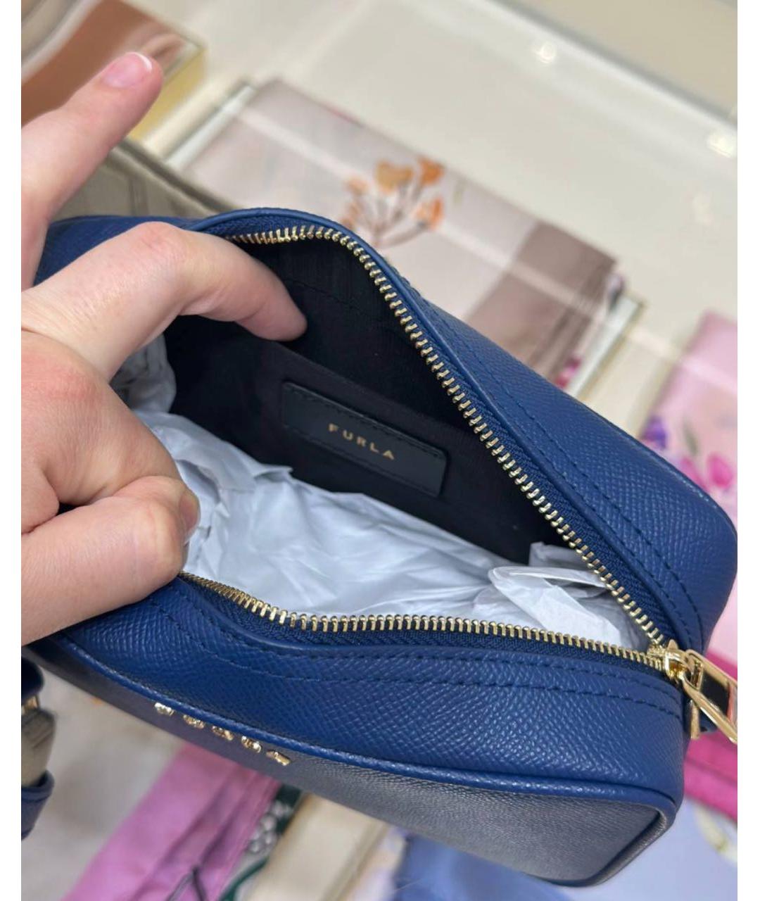 FURLA Синяя кожаная сумка через плечо, фото 4