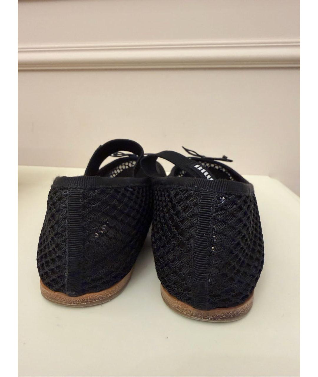 MIU MIU Черные текстильные балетки, фото 4