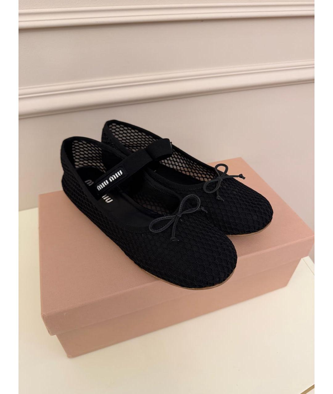 MIU MIU Черные текстильные балетки, фото 5
