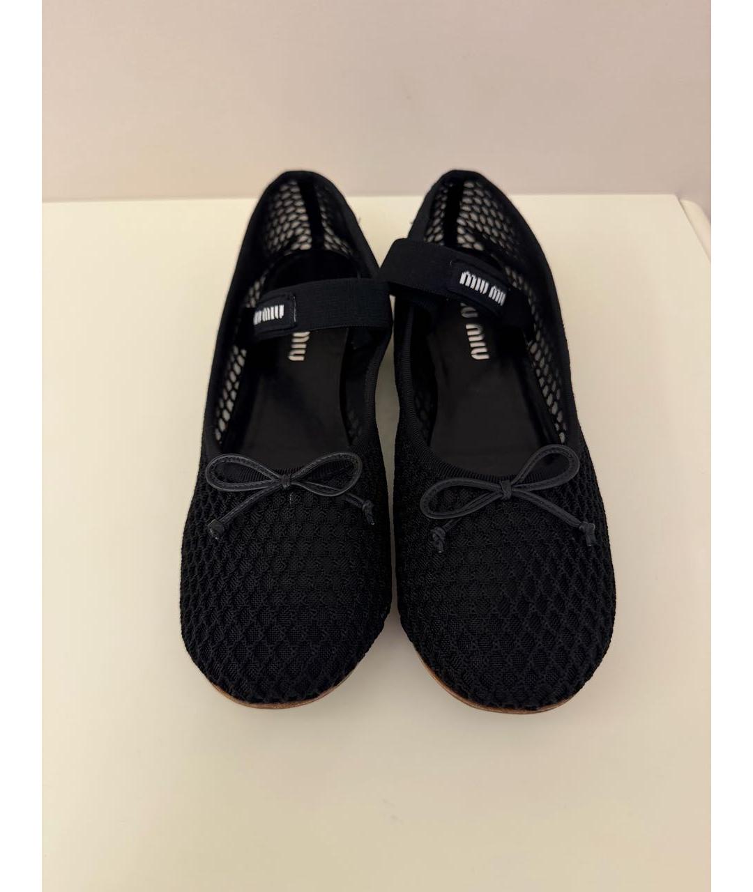 MIU MIU Черные текстильные балетки, фото 2