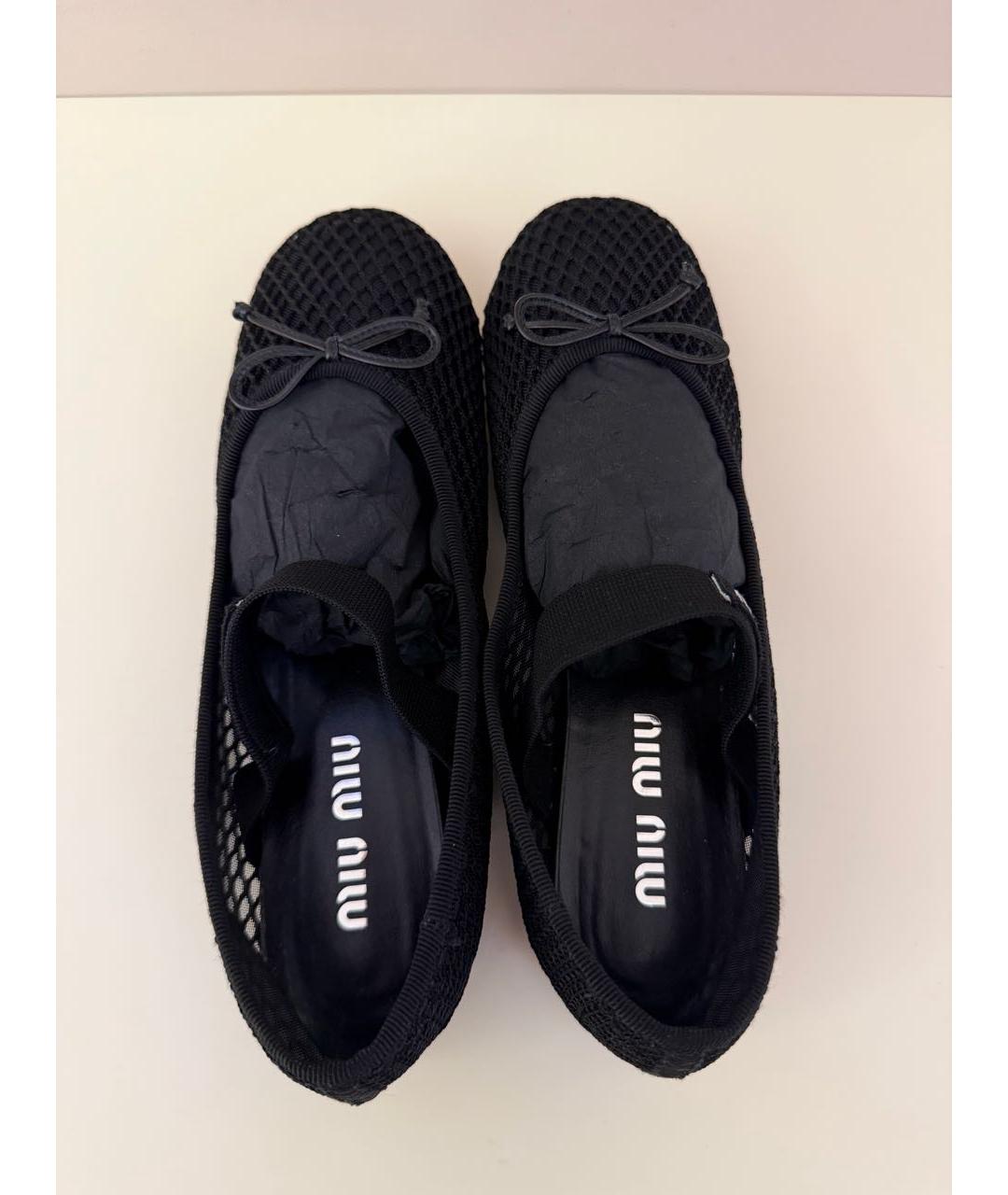 MIU MIU Черные текстильные балетки, фото 3