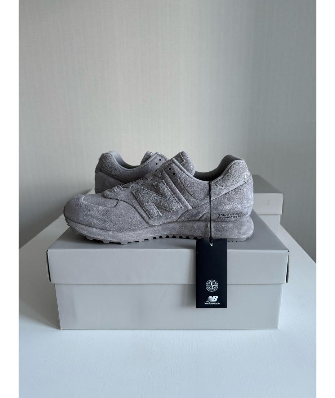 STONE ISLAND Серые замшевые низкие кроссовки / кеды, фото 5