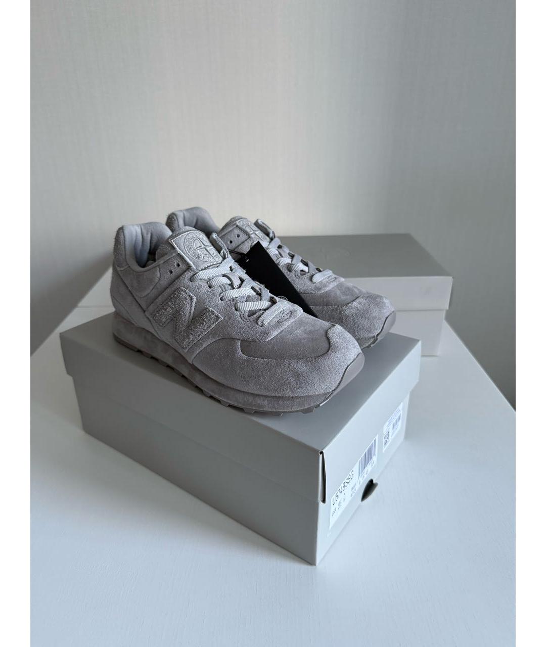 STONE ISLAND Серые замшевые низкие кроссовки / кеды, фото 3