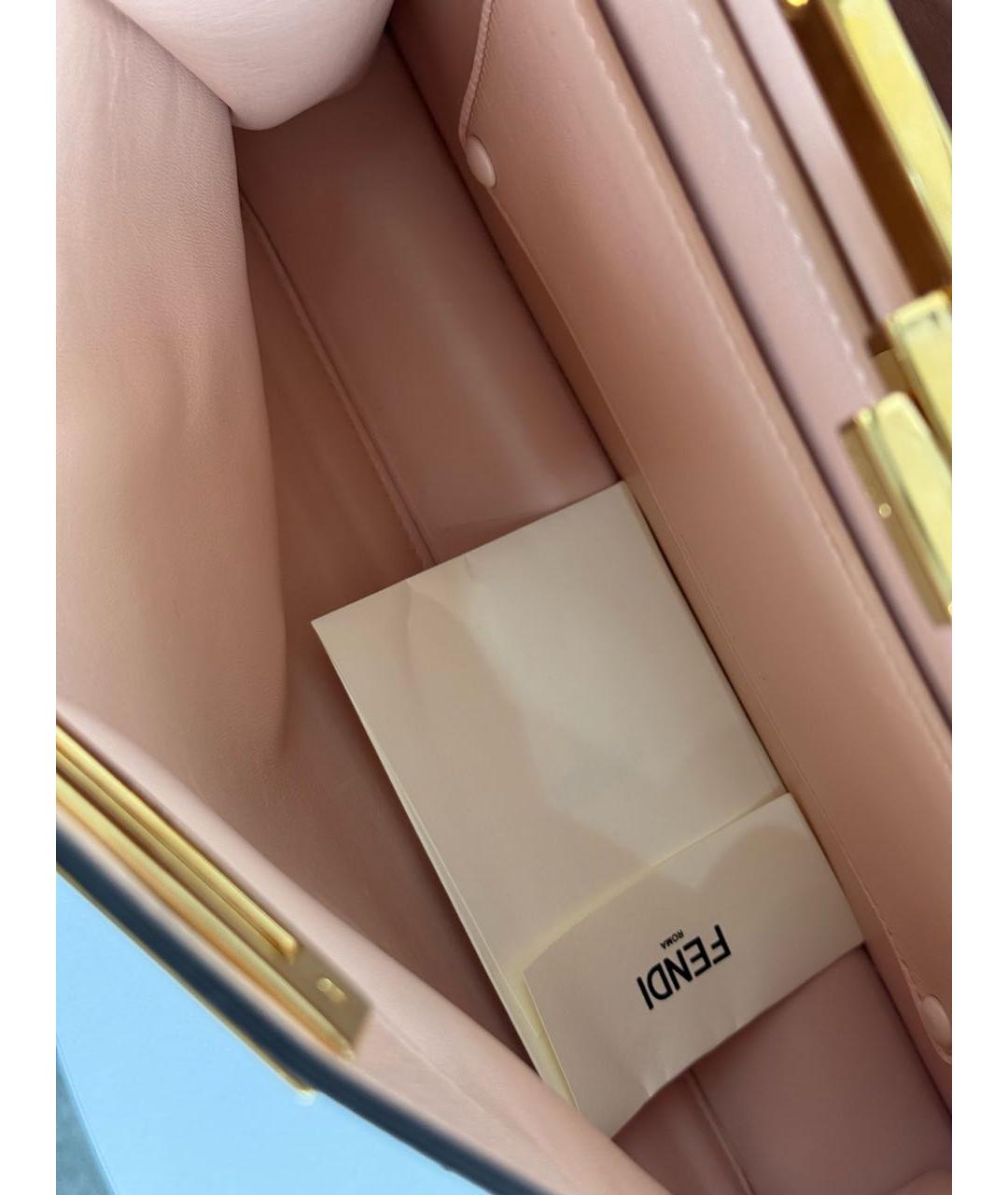 FENDI Хаки кожаная сумка с короткими ручками, фото 7