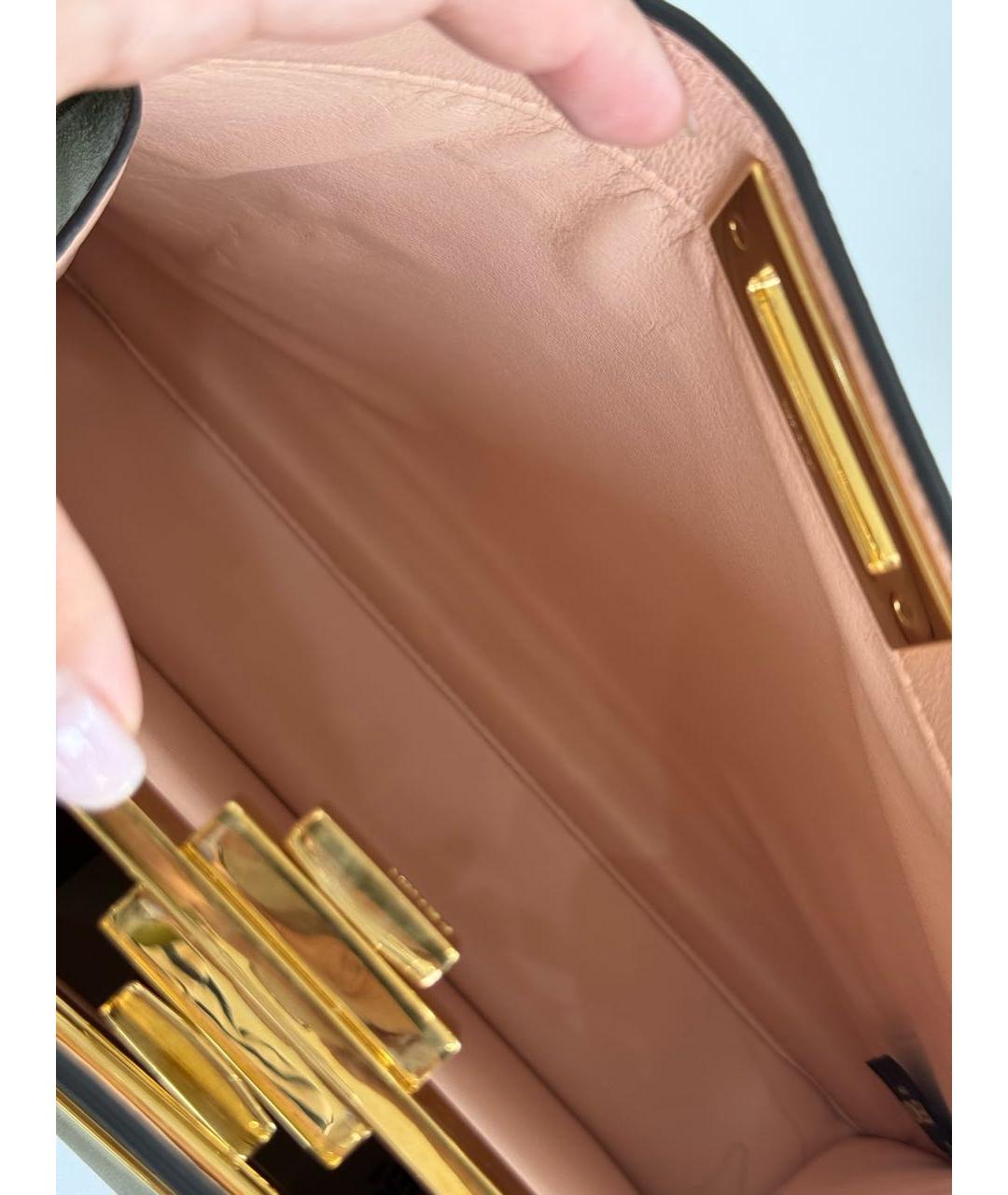 FENDI Хаки кожаная сумка с короткими ручками, фото 6