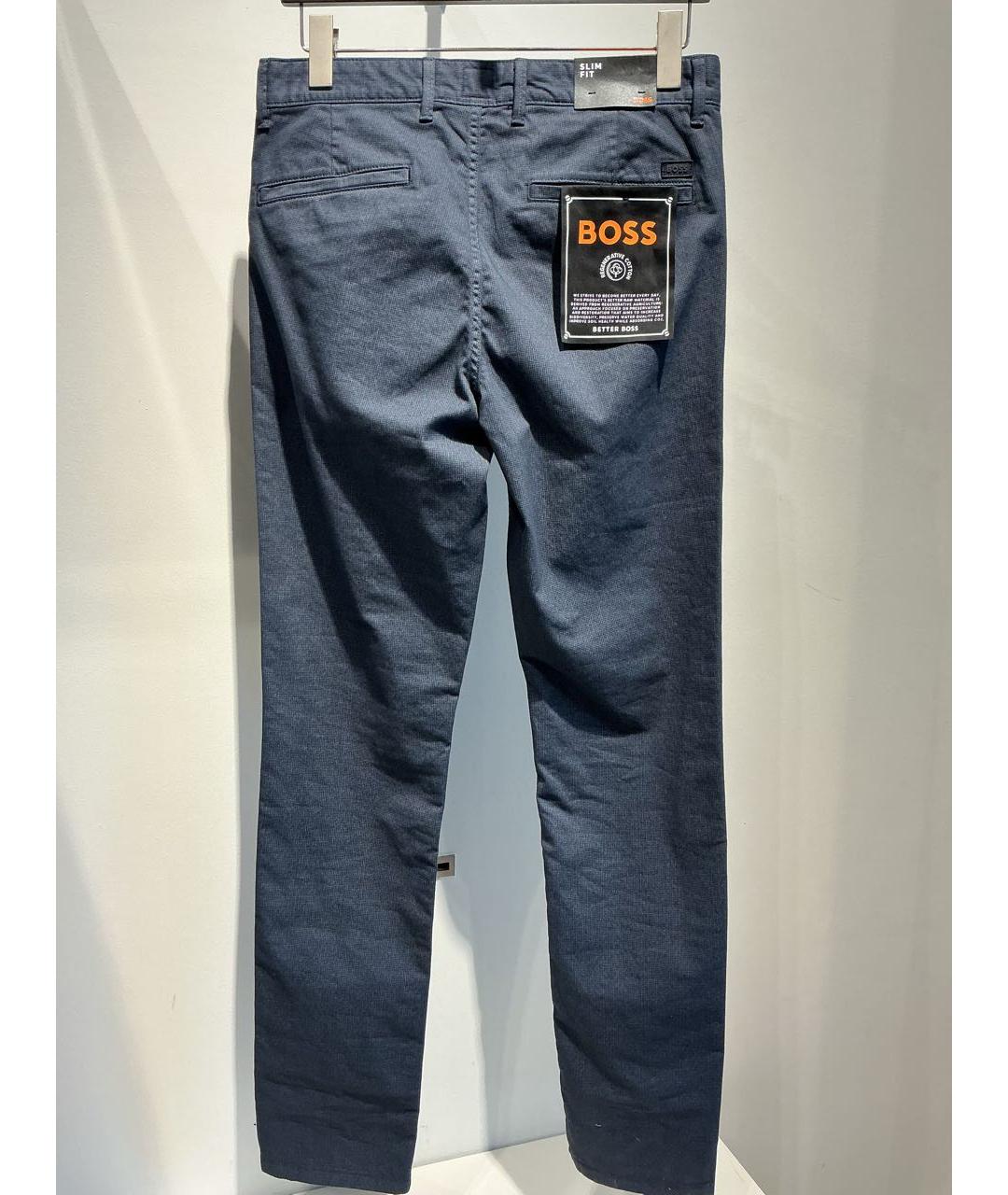 HUGO BOSS Синие хлопко-эластановые брюки чинос, фото 3