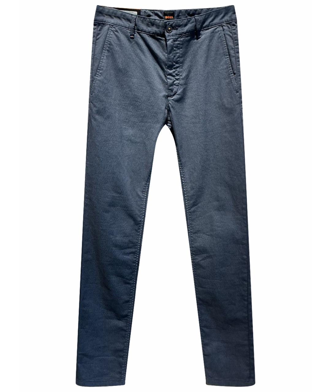 HUGO BOSS Синие хлопко-эластановые брюки чинос, фото 1