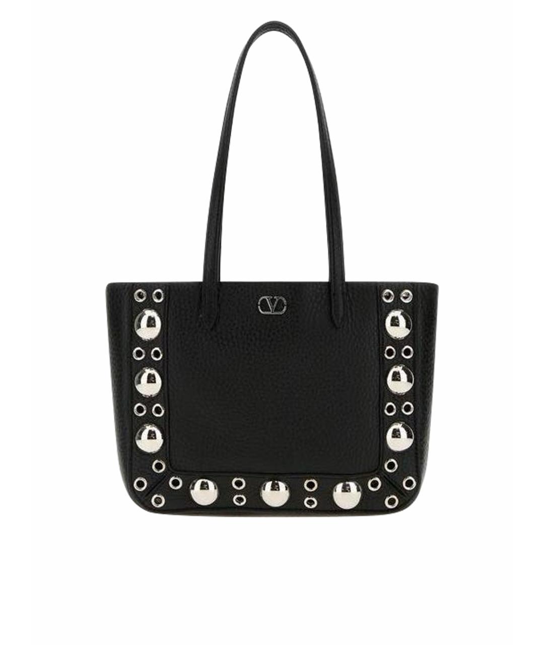 VALENTINO Черная кожаная сумка с короткими ручками, фото 1