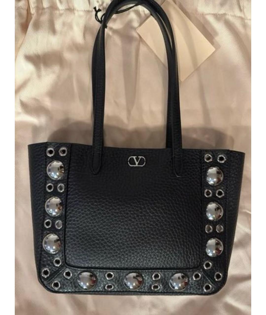 VALENTINO Черная кожаная сумка с короткими ручками, фото 2