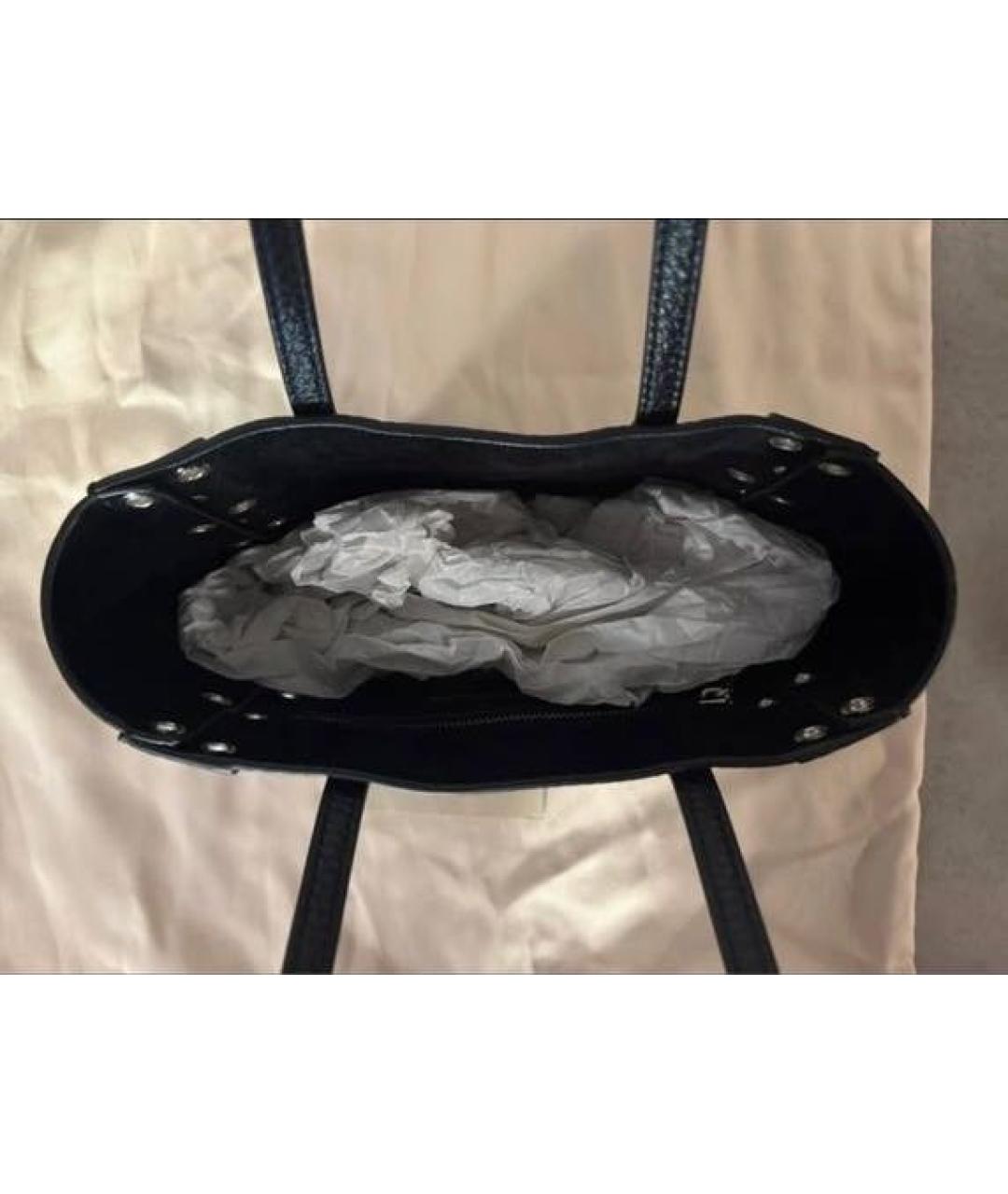 VALENTINO Черная кожаная сумка с короткими ручками, фото 5