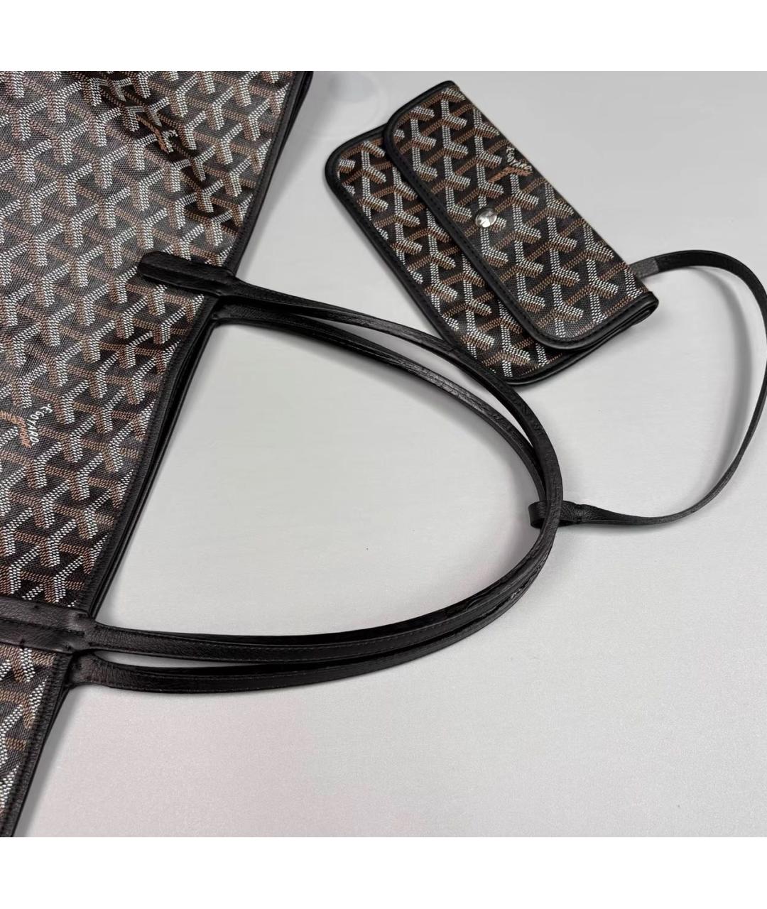 GOYARD Черная кожаная сумка тоут, фото 6