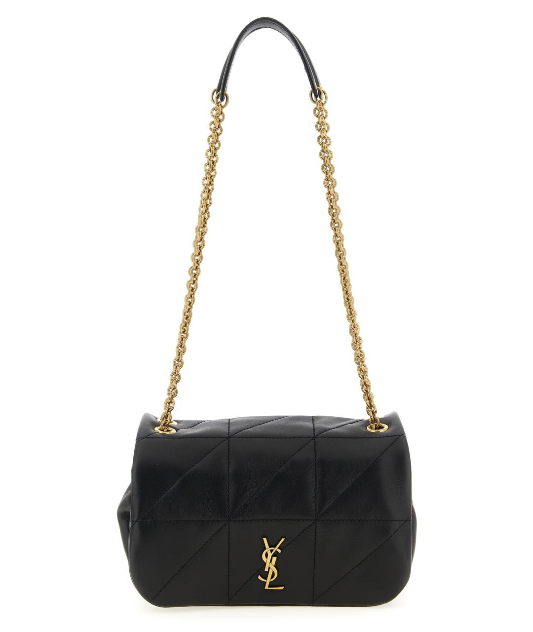 SAINT LAURENT Черная кожаная сумка через плечо, фото 1