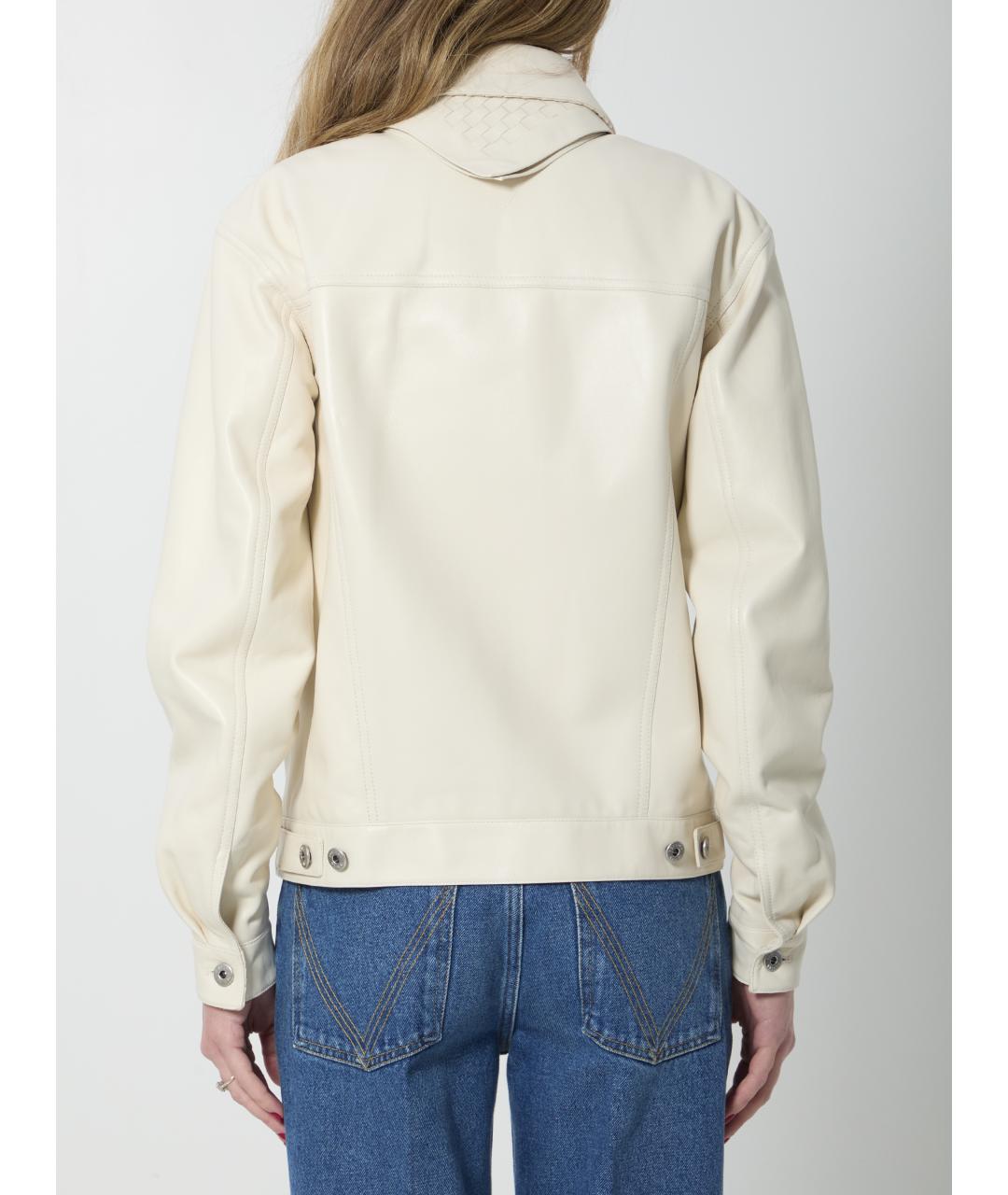 BOTTEGA VENETA Белая кожаная куртка, фото 4