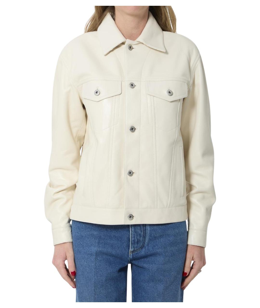 BOTTEGA VENETA Белая кожаная куртка, фото 1