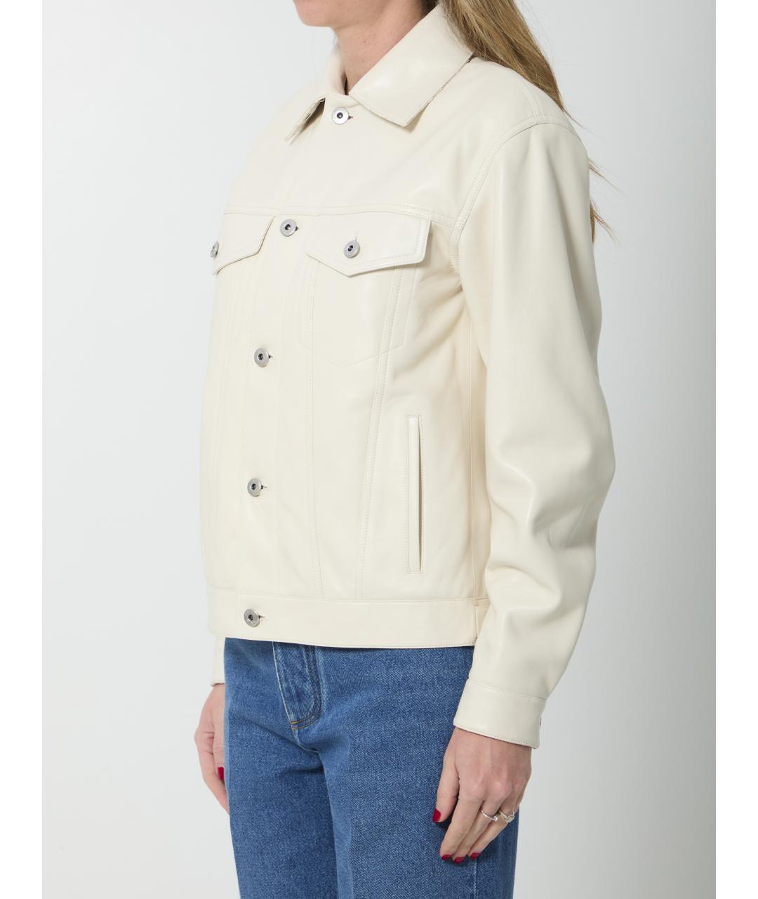 BOTTEGA VENETA Белая кожаная куртка, фото 2