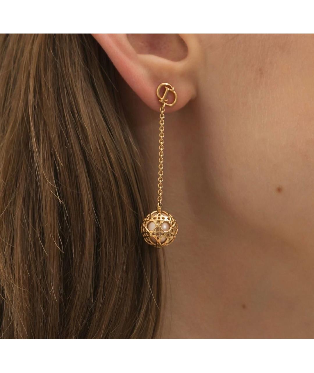 CHRISTIAN DIOR Золотые металлические серьги, фото 4
