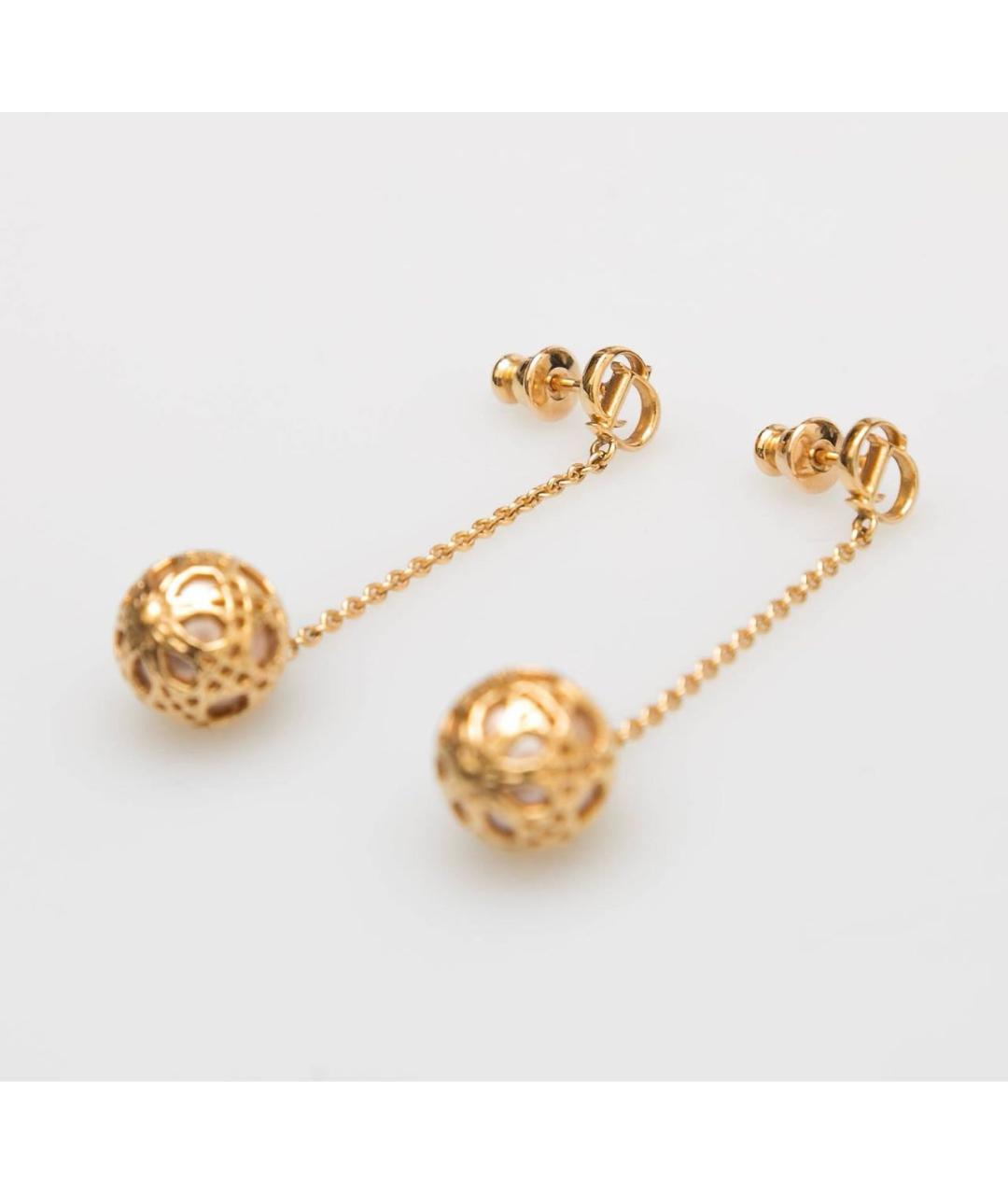 CHRISTIAN DIOR Золотые металлические серьги, фото 2