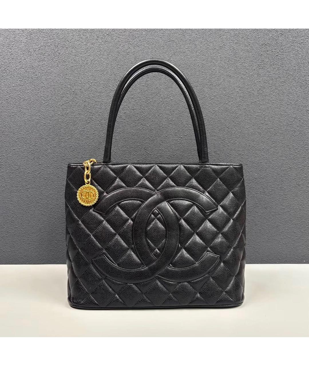 CHANEL Черная кожаная сумка тоут, фото 8