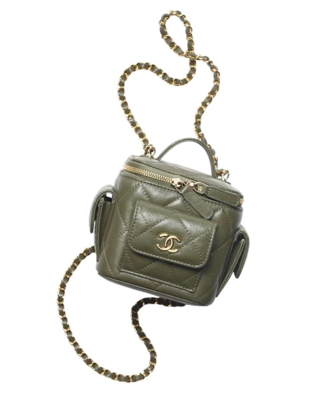 CHANEL Хаки кожаная сумка через плечо, фото 8