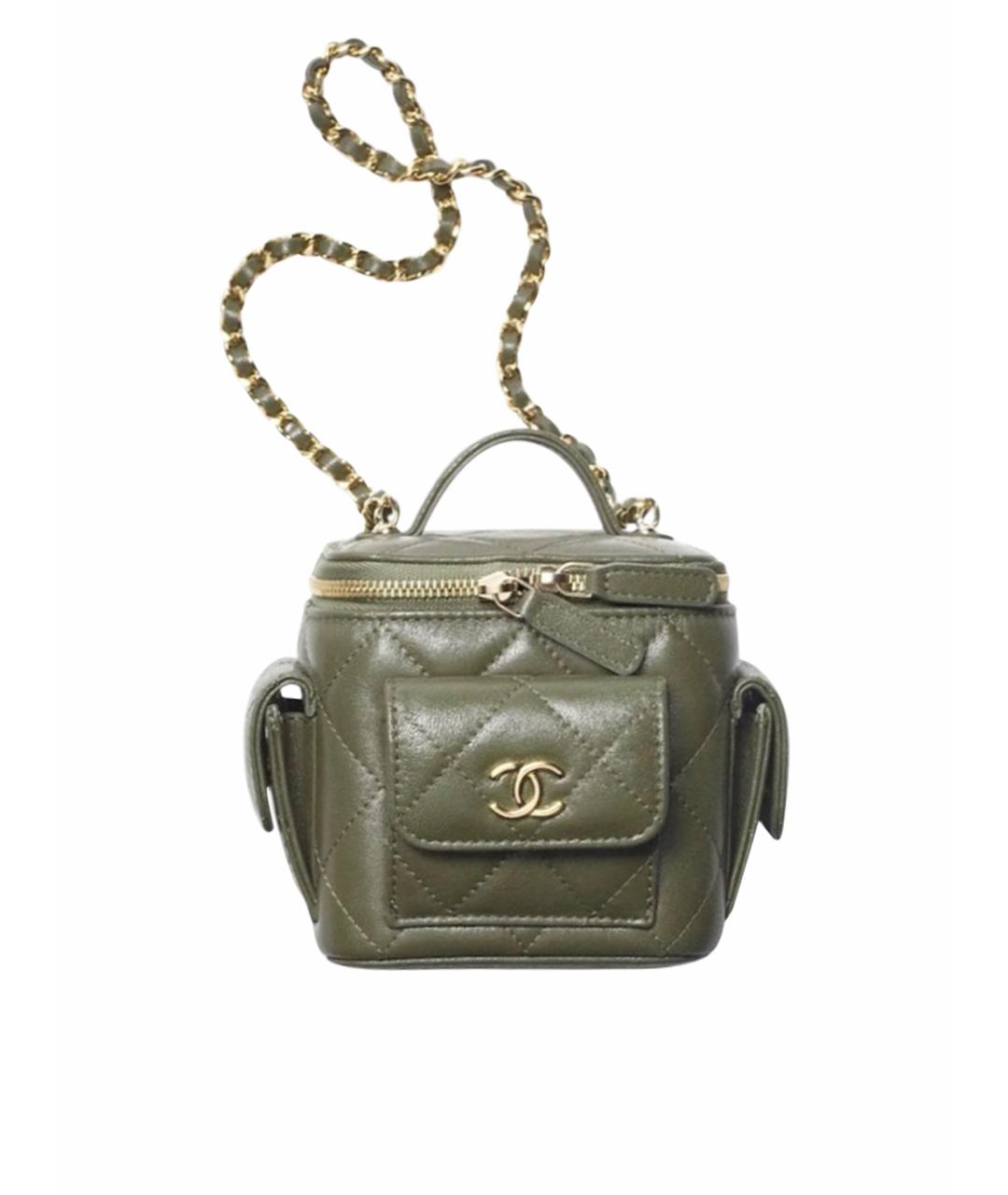 CHANEL Хаки кожаная сумка через плечо, фото 1