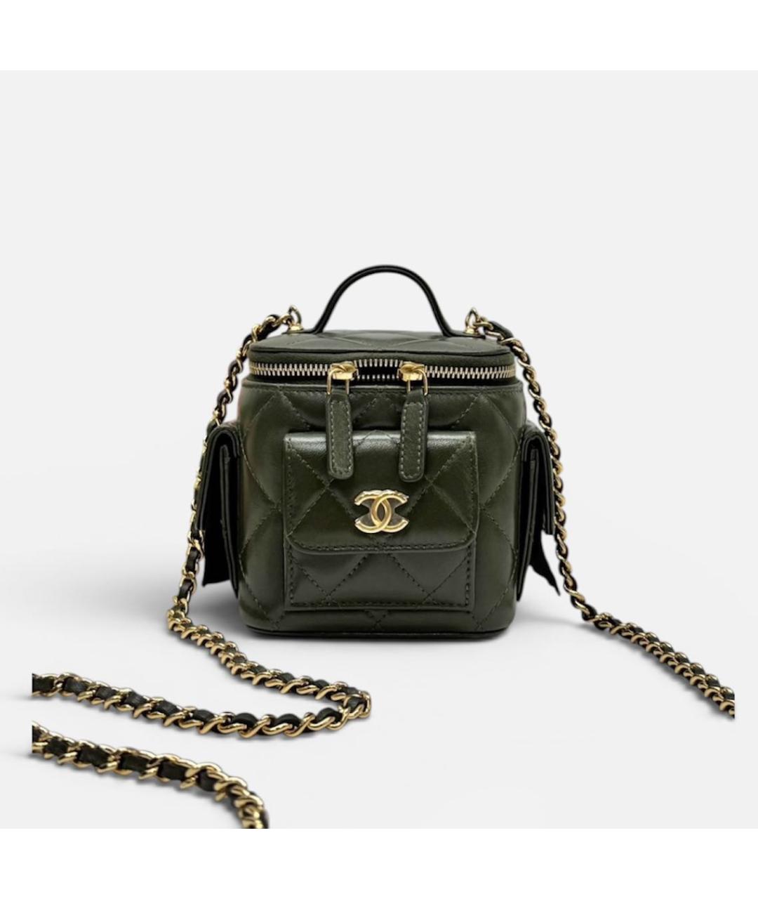 CHANEL Хаки кожаная сумка через плечо, фото 2