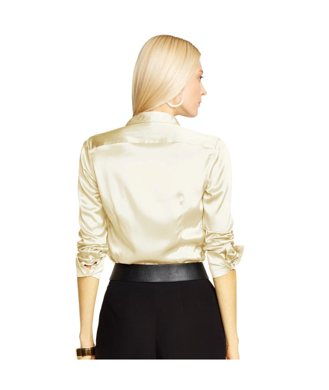 RALPH LAUREN Золотая шелковая рубашка, фото 5