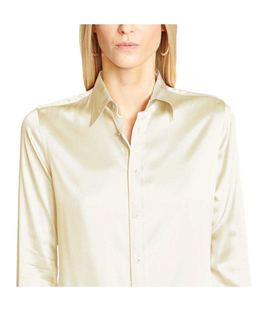 RALPH LAUREN Золотая шелковая рубашка, фото 4