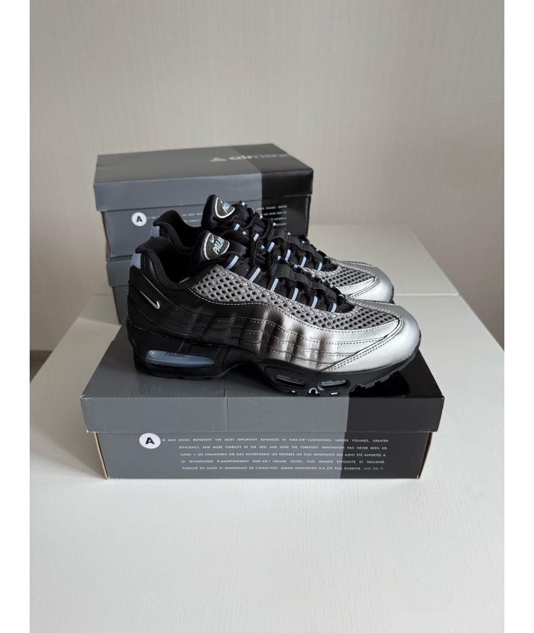 NIKE Серебряные текстильные низкие кроссовки / кеды, фото 2