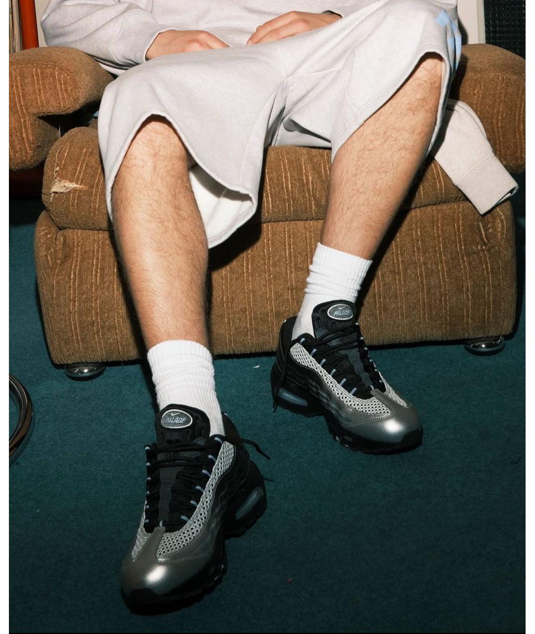 NIKE Серебряные текстильные низкие кроссовки / кеды, фото 8