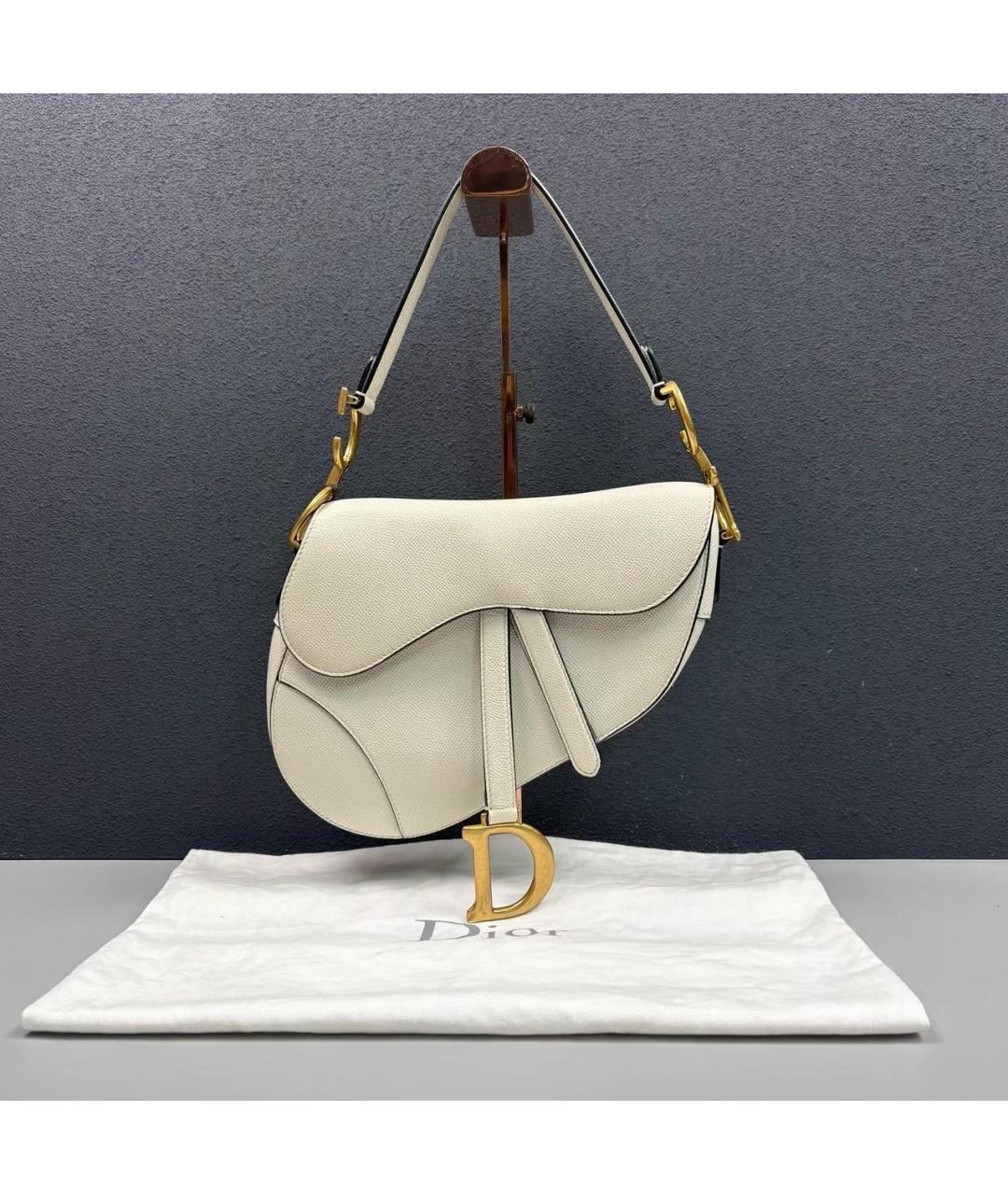 CHRISTIAN DIOR Бежевая кожаная сумка с короткими ручками, фото 7