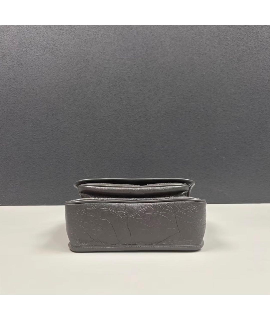 SAINT LAURENT Антрацитовая кожаная сумка через плечо, фото 5