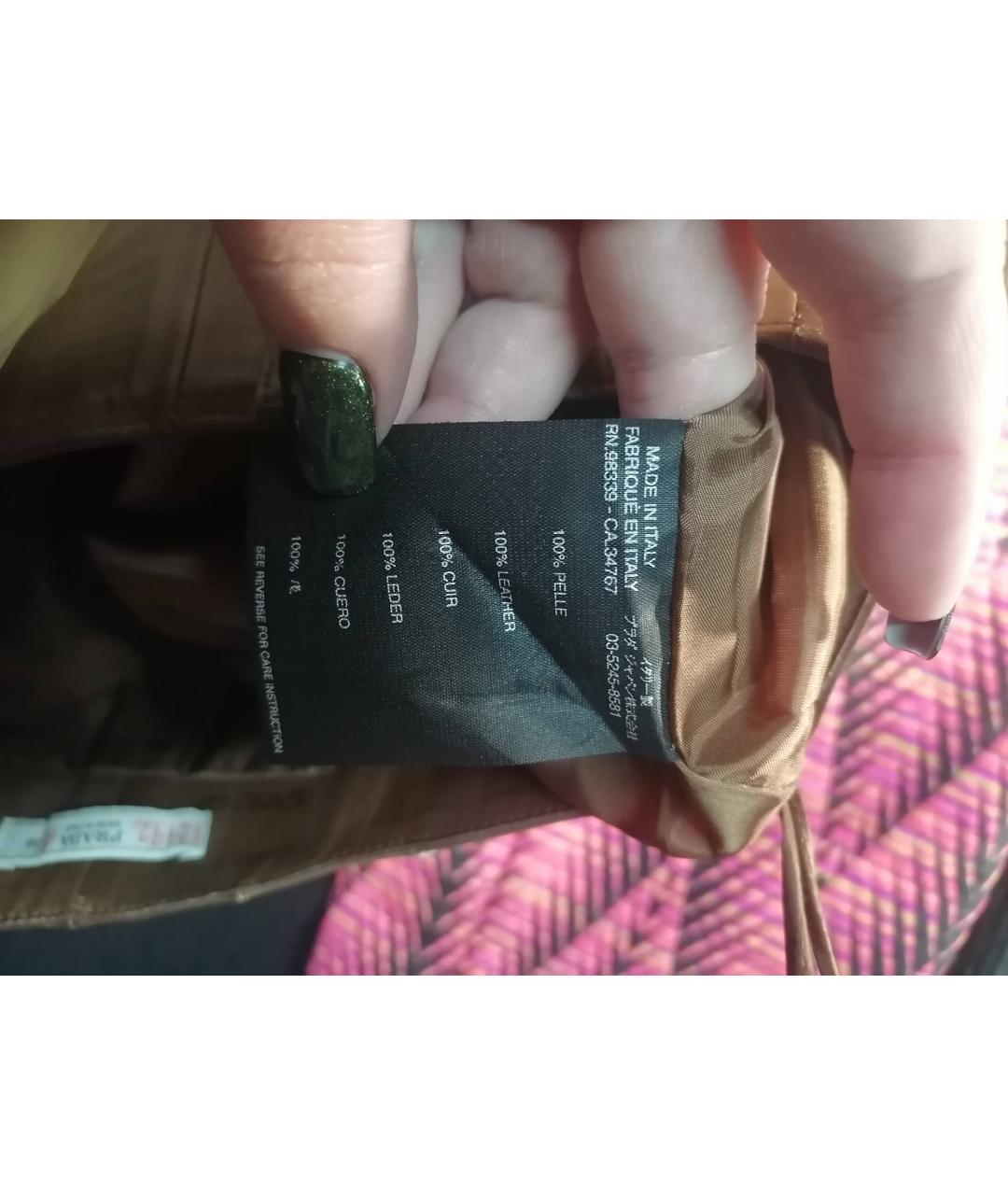 PRADA Бежевая кожаная юбка мини, фото 5