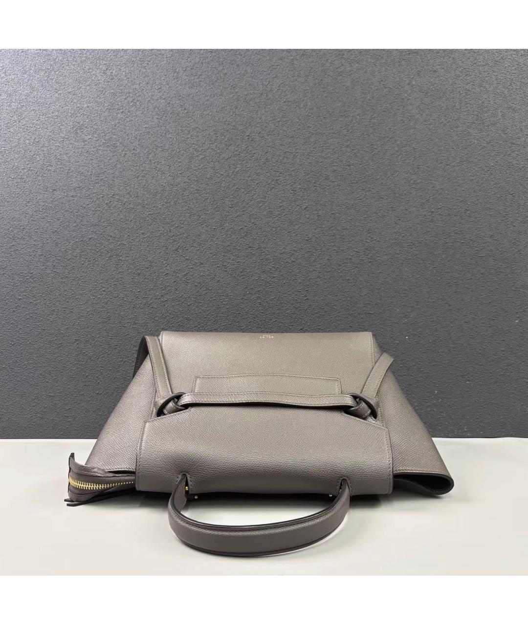 CELINE Антрацитовая кожаная сумка с короткими ручками, фото 6