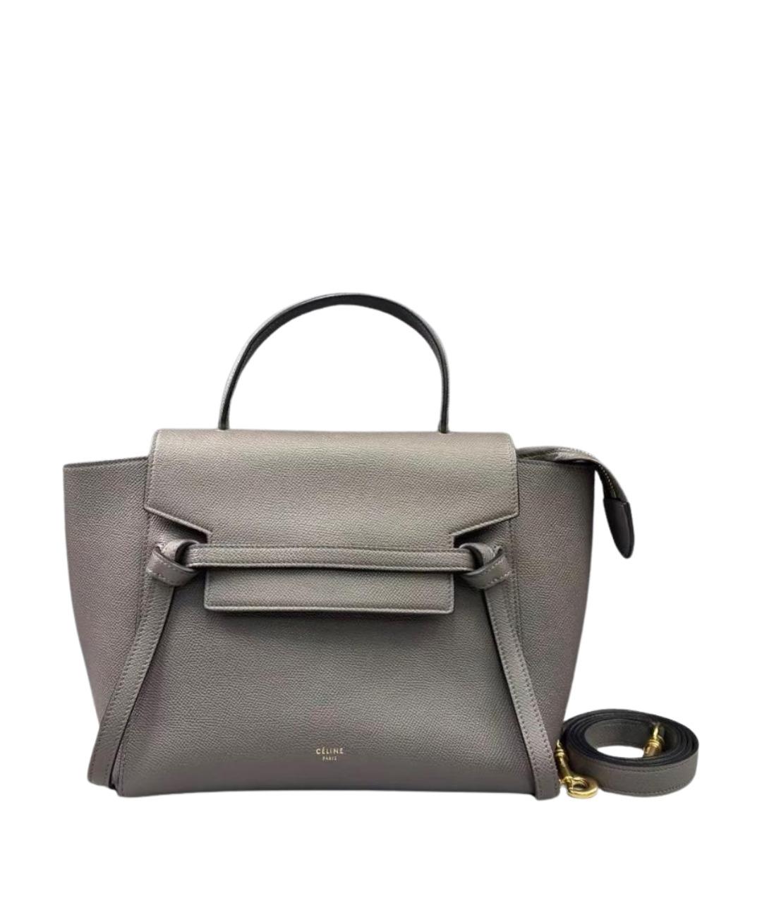 CELINE Антрацитовая кожаная сумка с короткими ручками, фото 1