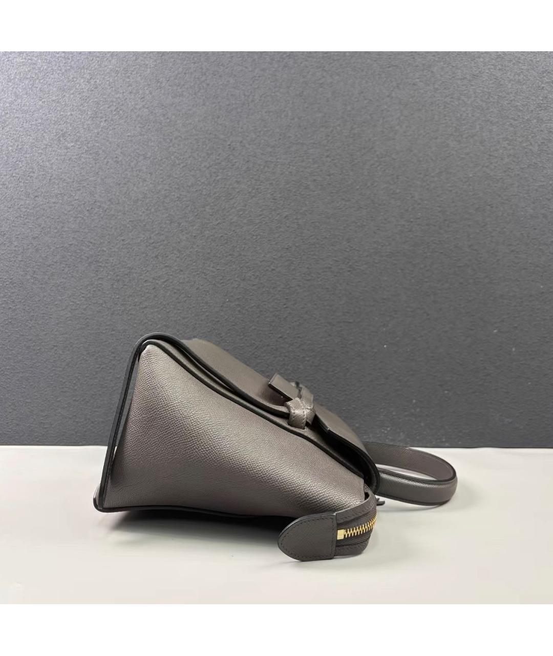 CELINE Антрацитовая кожаная сумка с короткими ручками, фото 4