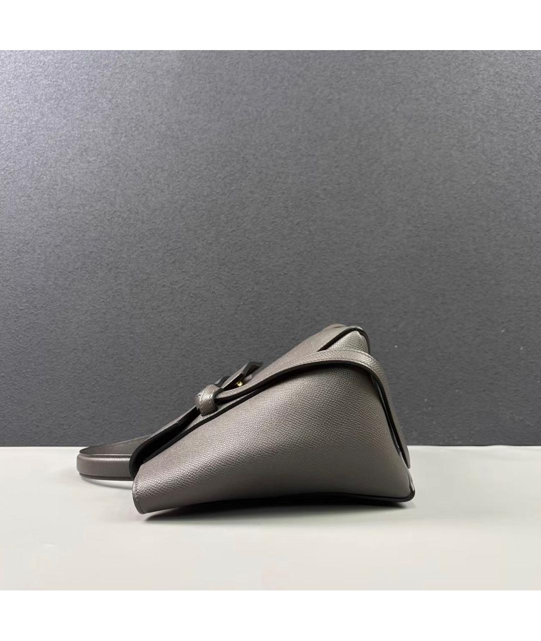 CELINE Антрацитовая кожаная сумка с короткими ручками, фото 3