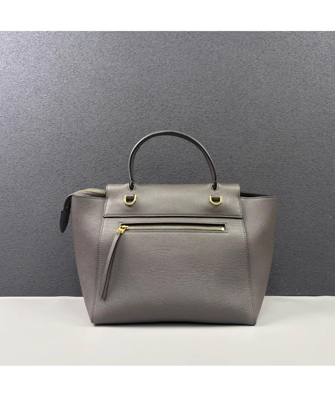 CELINE Антрацитовая кожаная сумка с короткими ручками, фото 2