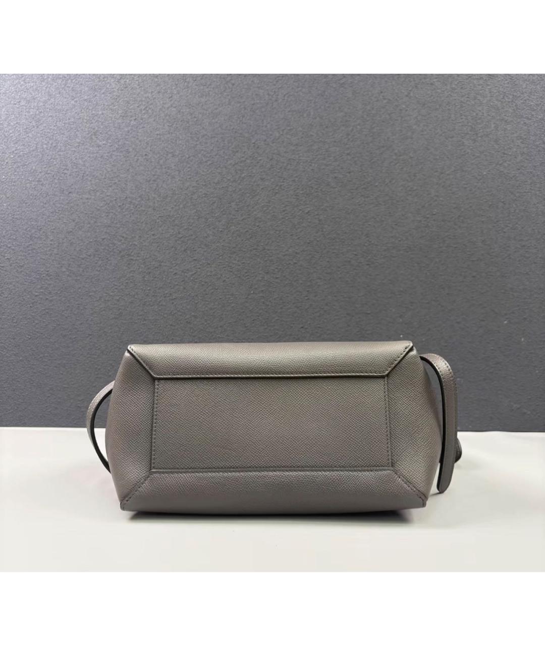 CELINE Антрацитовая кожаная сумка с короткими ручками, фото 5