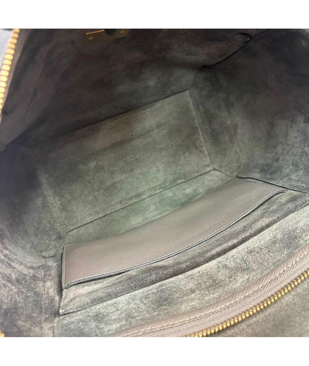 CELINE Антрацитовая кожаная сумка с короткими ручками, фото 8
