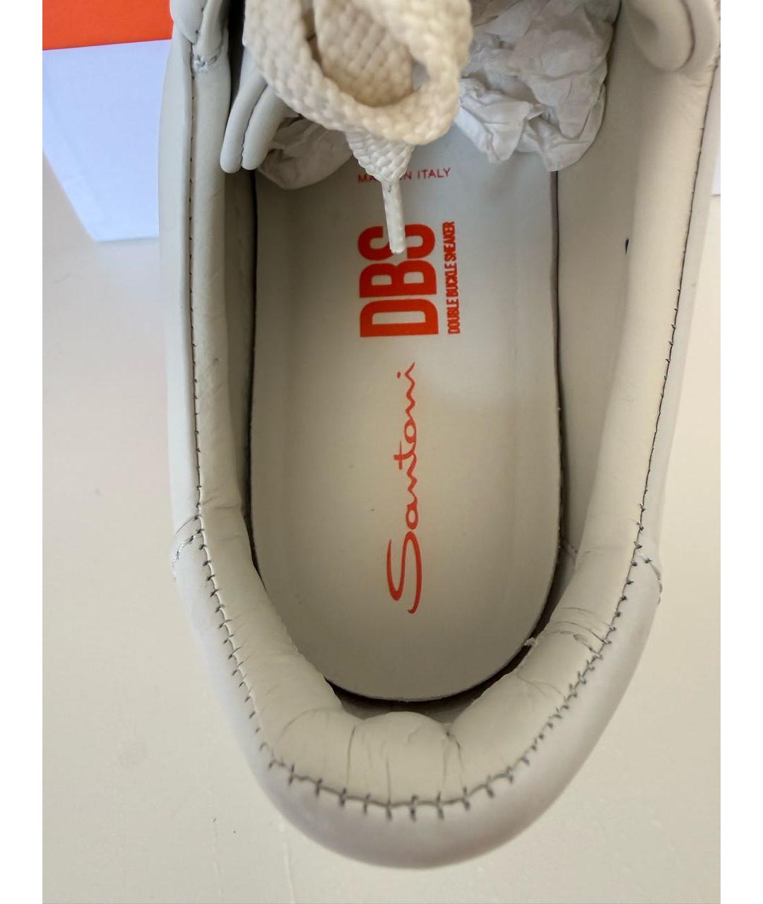 SANTONI Белые кожаные кеды, фото 2