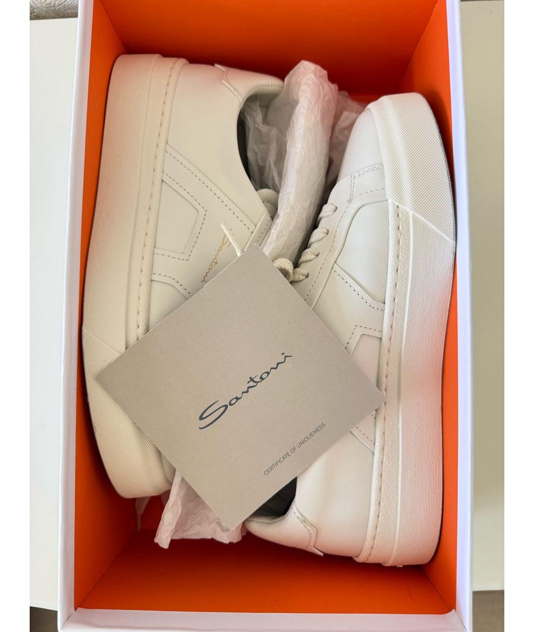 SANTONI Белые кожаные кеды, фото 3