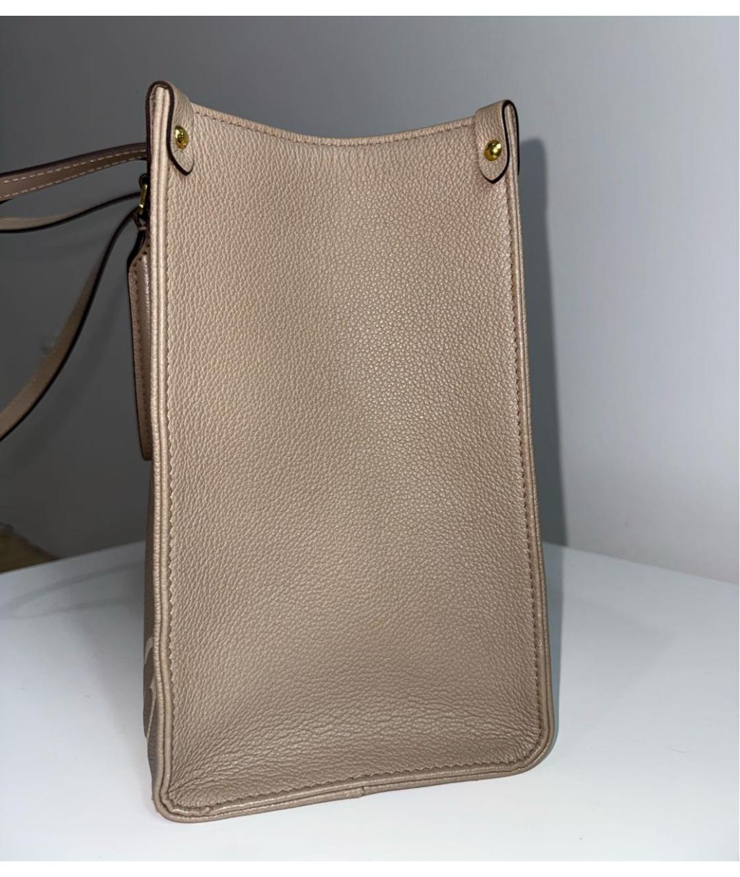 LOUIS VUITTON Бежевая кожаная сумка тоут, фото 2