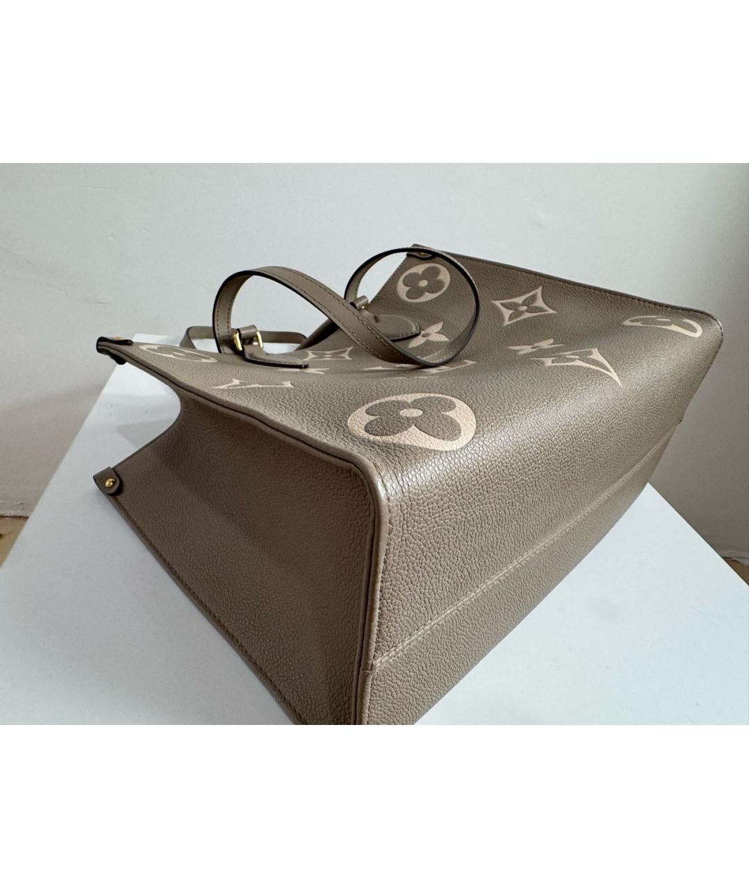 LOUIS VUITTON Бежевая кожаная сумка тоут, фото 7