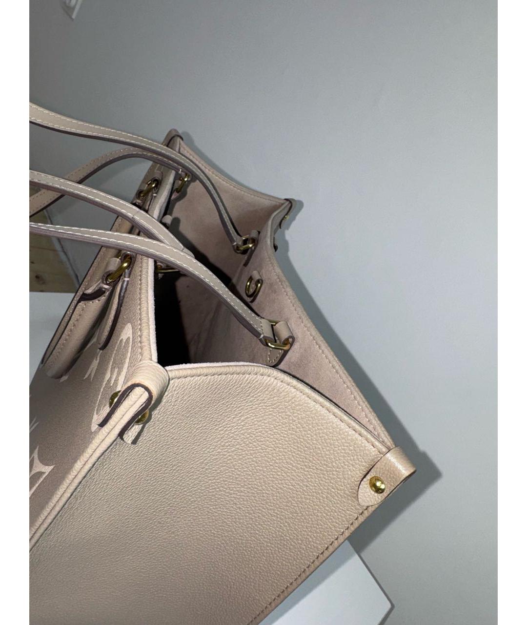 LOUIS VUITTON Бежевая кожаная сумка тоут, фото 5