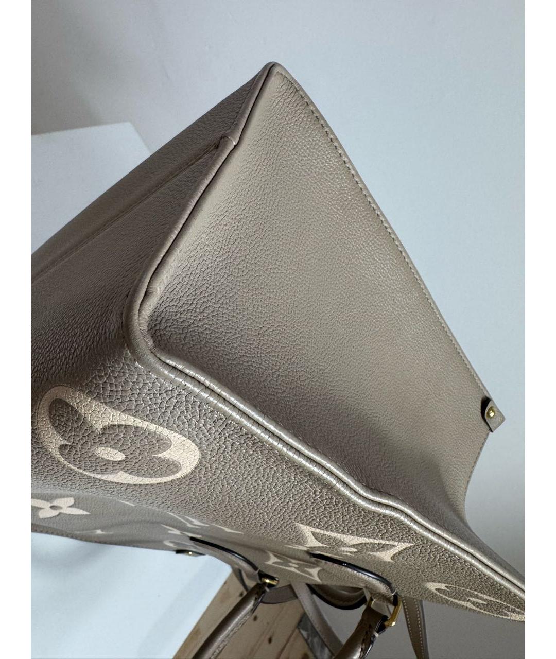 LOUIS VUITTON Бежевая кожаная сумка тоут, фото 8