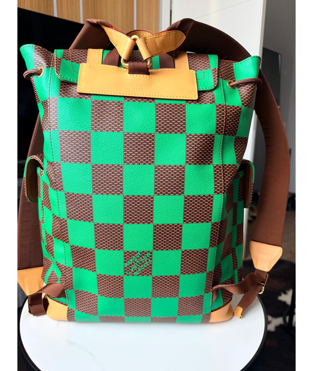 LOUIS VUITTON Зеленый кожаный рюкзак, фото 3