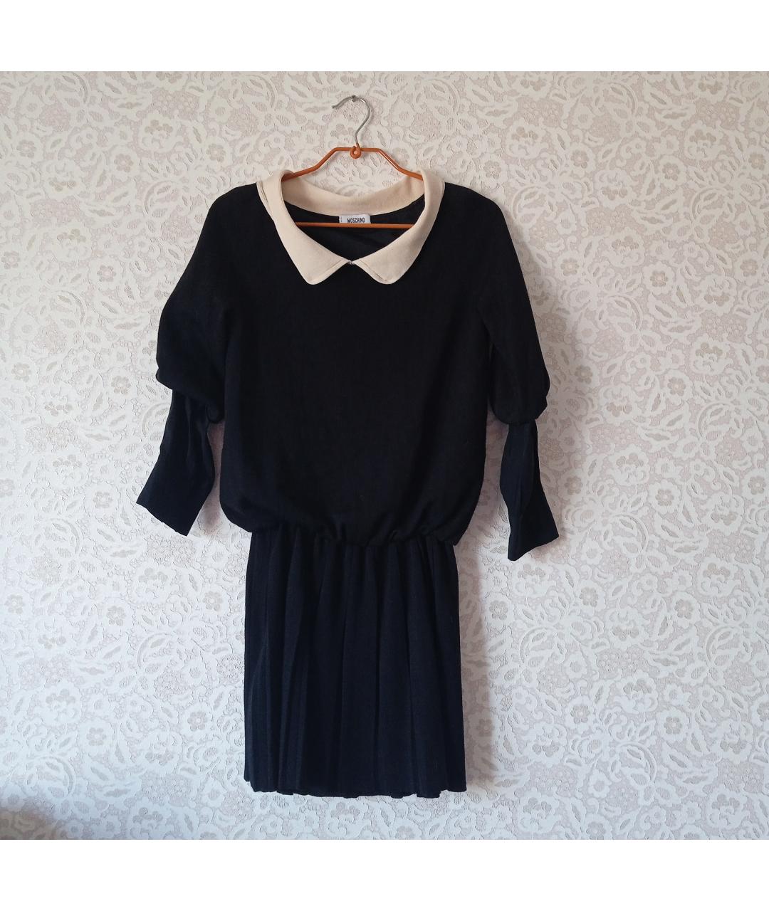 MOSCHINO Черное шерстяное повседневное платье, фото 3